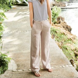 Boden Cream Sailor Button Myra Breezy Wide Leg Linen Trouser Pants
